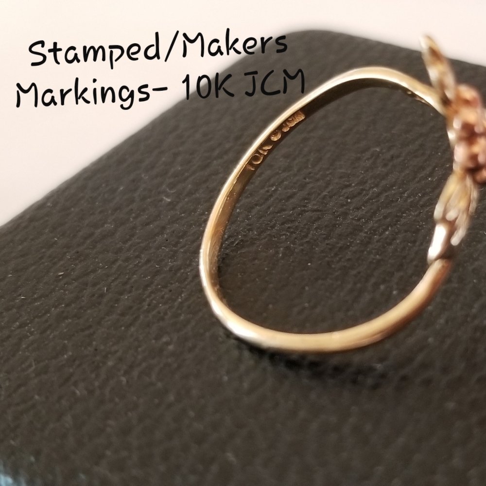 10K Gold Floral Tri Color Bypass Ring - Picture 6 of 12